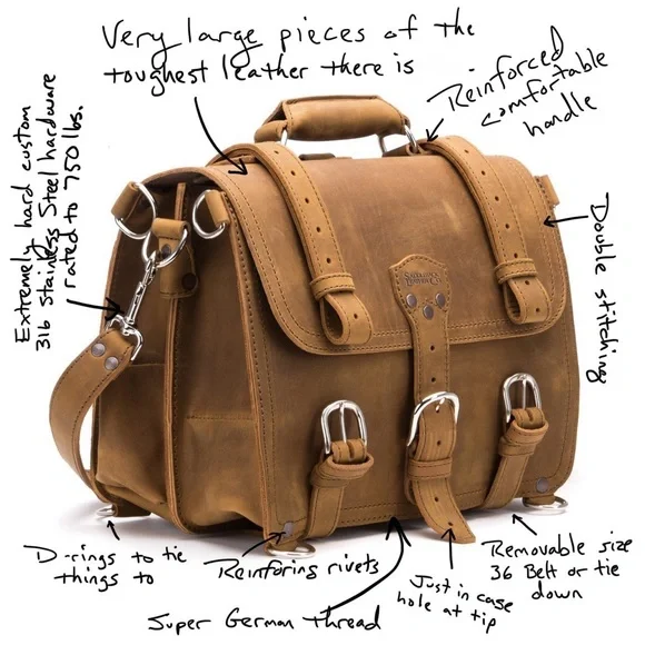 COPY - World Famous Saddleback large classic leather briefcase carry bag